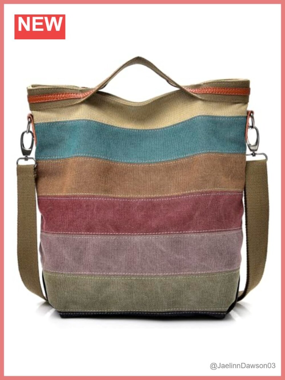 Cotton Canvas Tote Bag Adjustable Strap Crossbody Purse